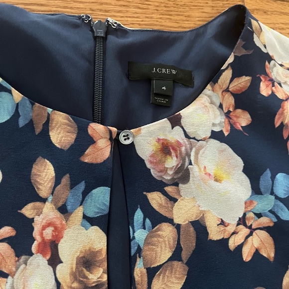 J. Crew Blue Antique Floral 100% Silk Shift Dress Tunic Size 4 NWOT - Picture 3 of 7